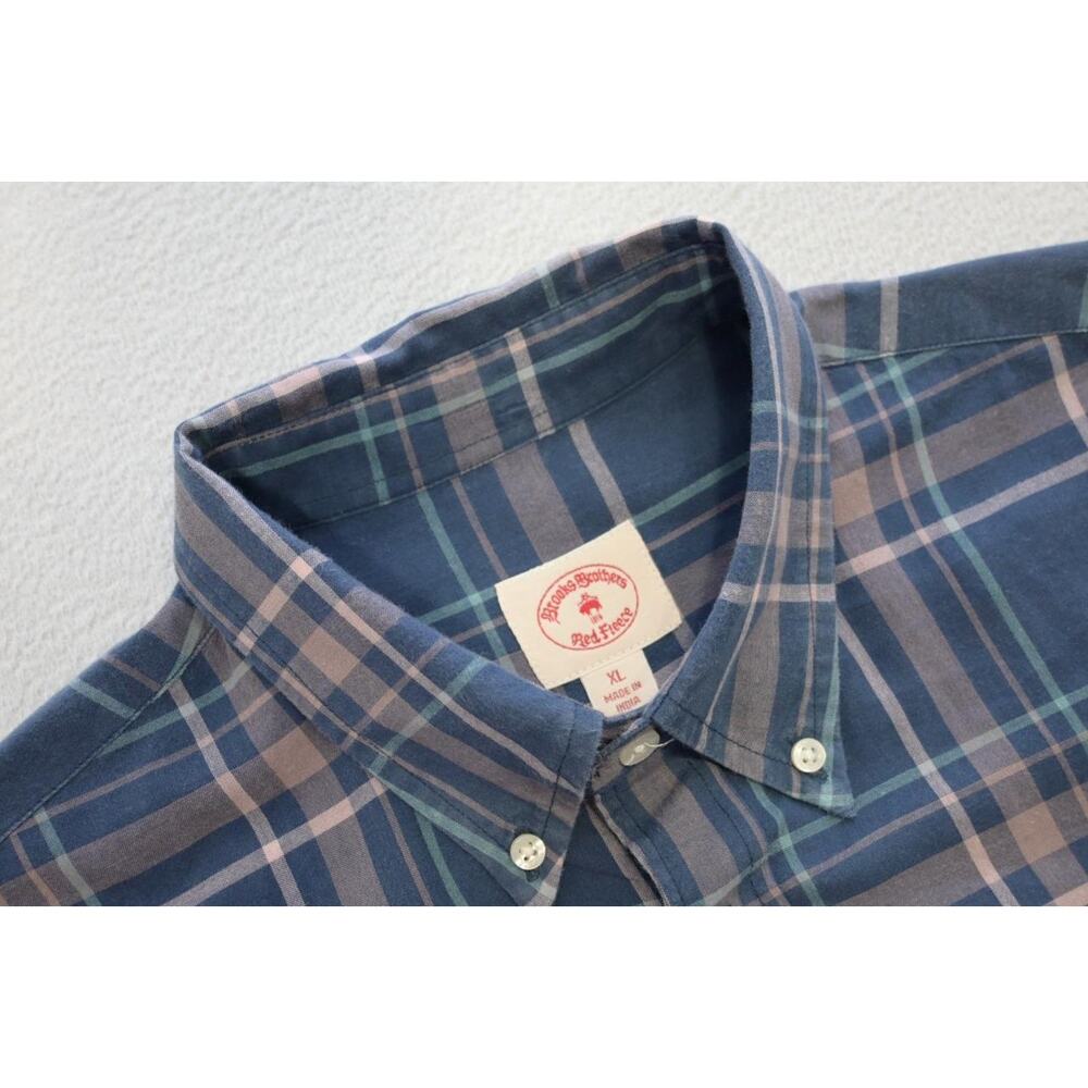 Brooks Brothers Red Fleece Dress Shirt‎ Classic Fit Plaid Long Sleeve Mens Sz XL